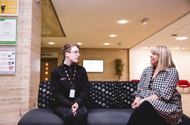 Two people having a chat