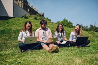 Young people on grass