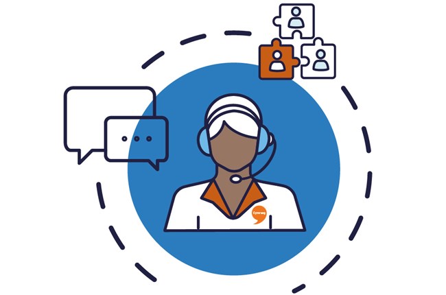 Graphic of a woman wearing a headset