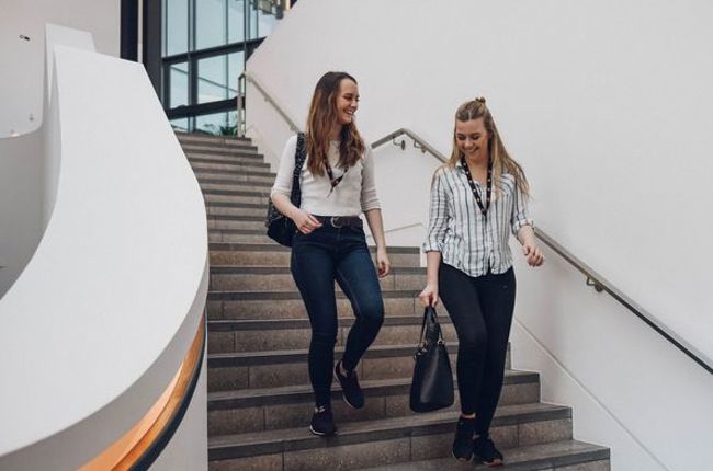 Women walkig down the stairs