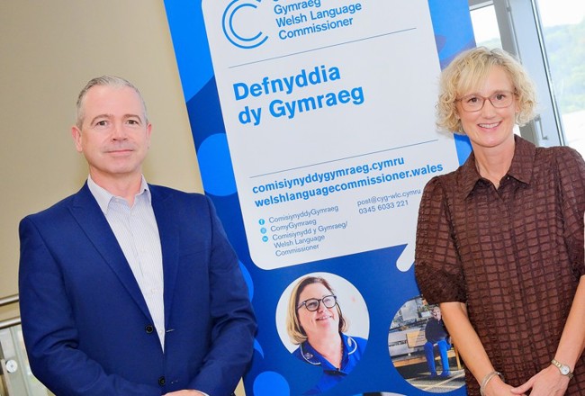 Pól Deeds and Efa Gruffudd Jones at a recent conference in Cardiff